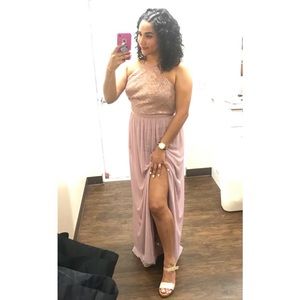 David’s Bridal Rose Gold Metallic Dress